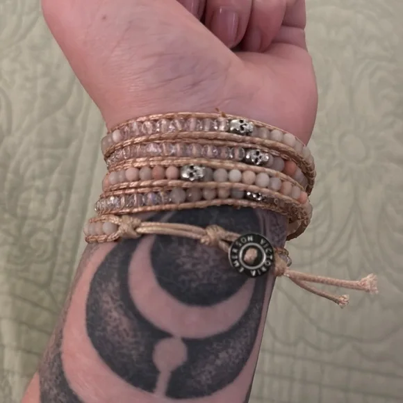 Victoria Emerson Cream and Tan Layered Bracelets - Picture 2 of 3